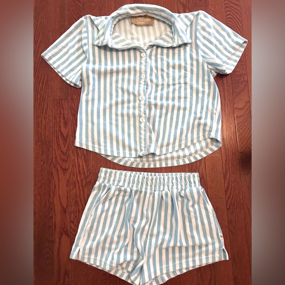 Araminta James Terry Cloth Lounge Set – Blue/White – Women’s S